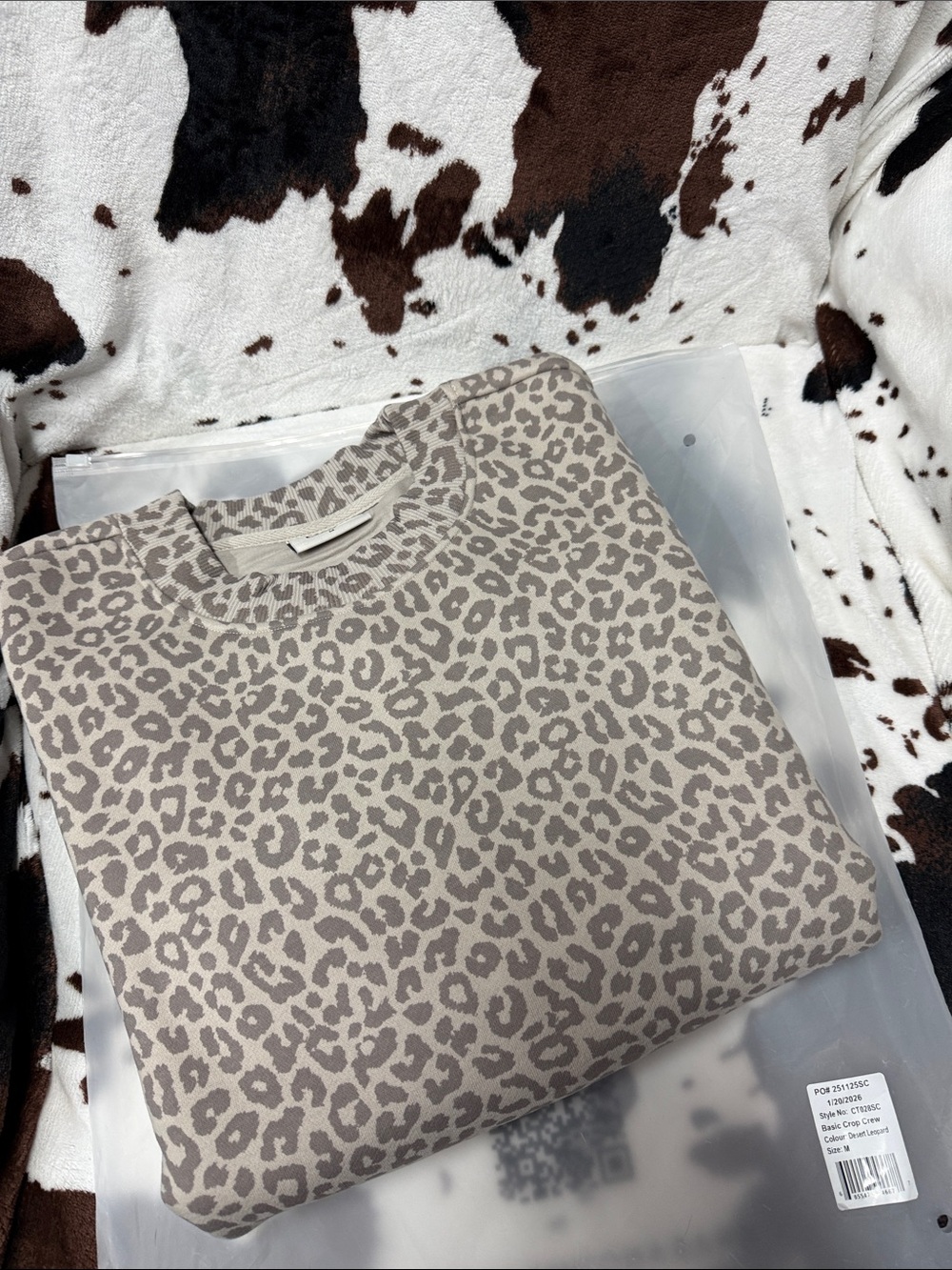 Women's Taupe Leopard Print Crewneck Sweatshirt